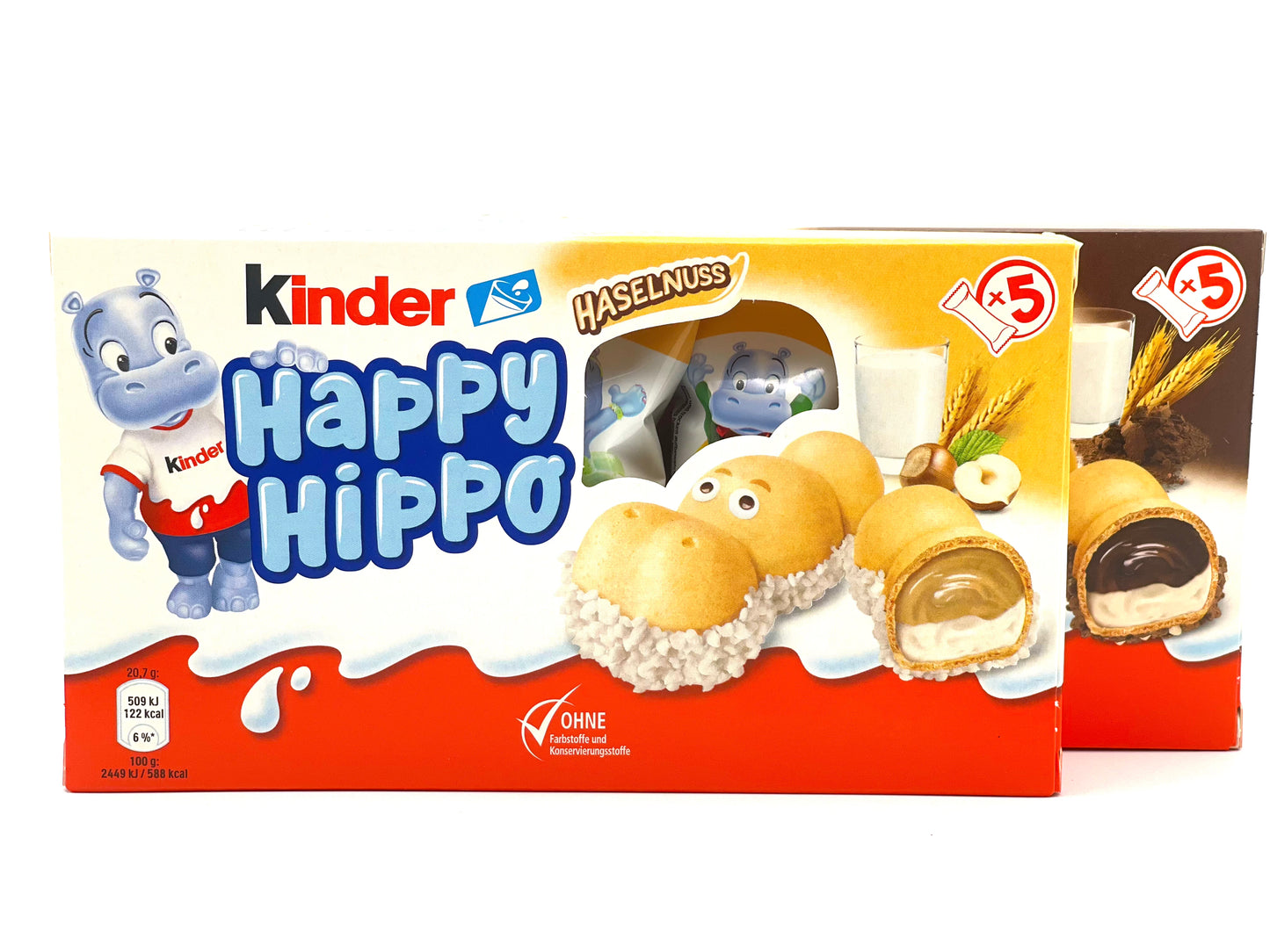 Kinder Happy Hippo Cacao 1 box and Milk Hazelnut 1 box