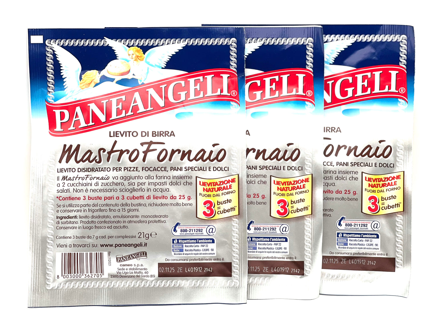 Paneangeli Mastro Fornaio Yeast For Pizza 3 Envelopes, 3 Count (Pack of 3)